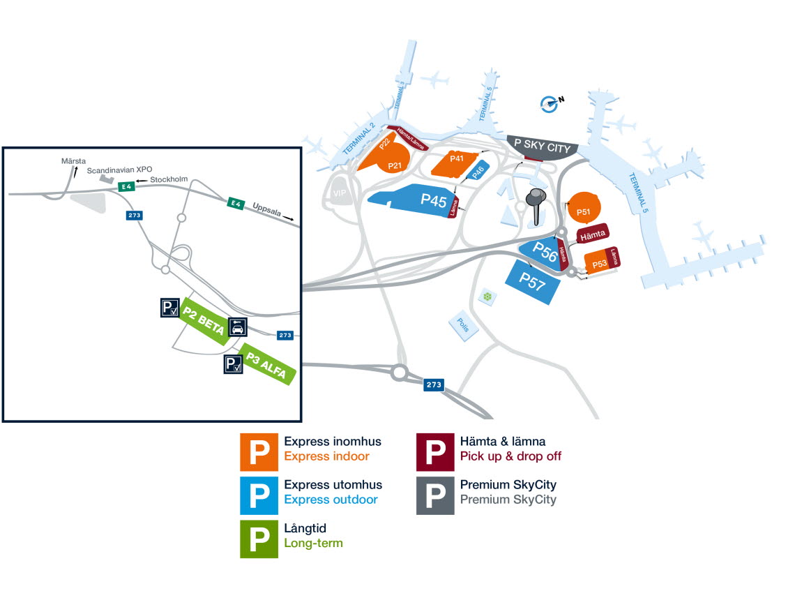 Overview map Arlanda parking