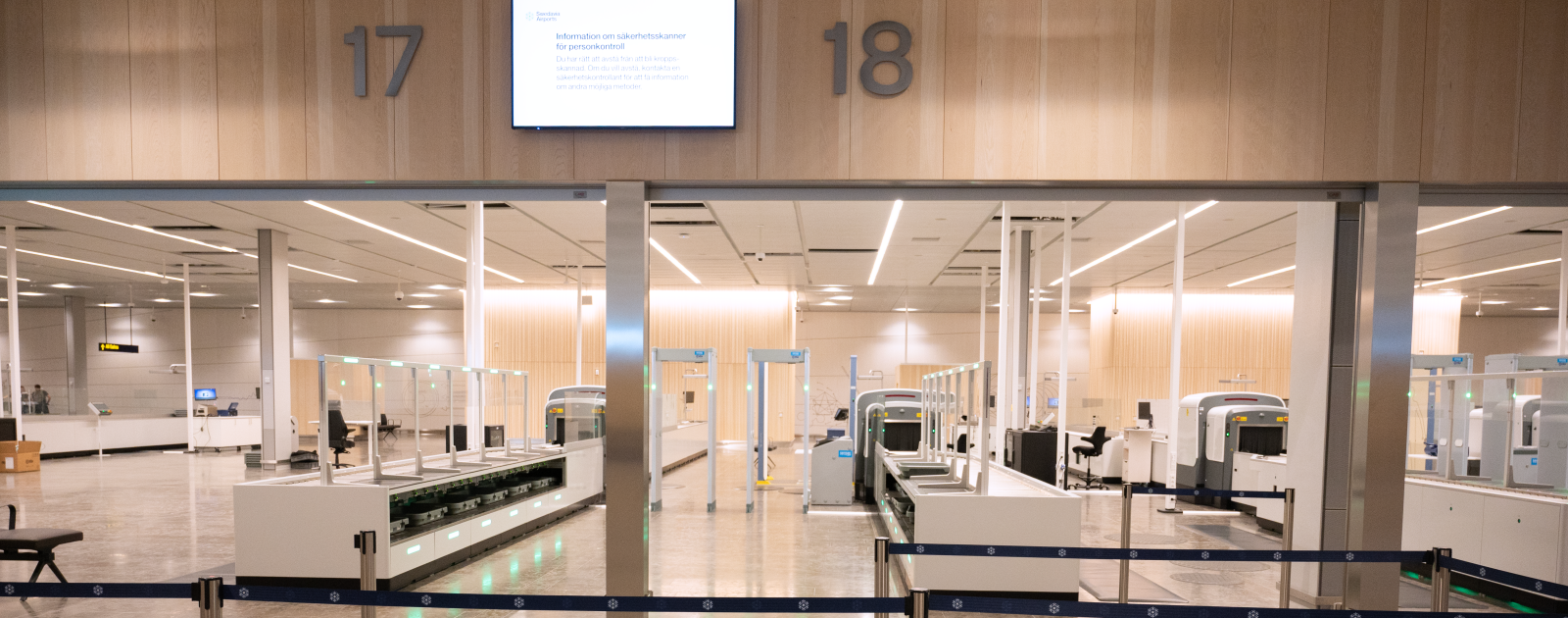 Queuing area at the new security check at Stockholm Arlanda