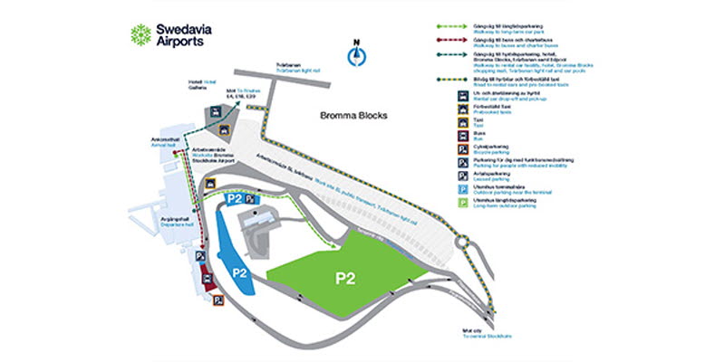 En karta över gällande nya infartsvägen på Bromma Stockholm Airport
