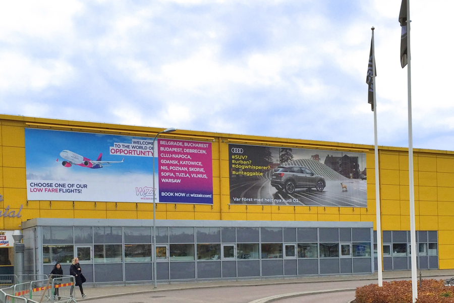 Vy över reklamplatser på Malmö Airport