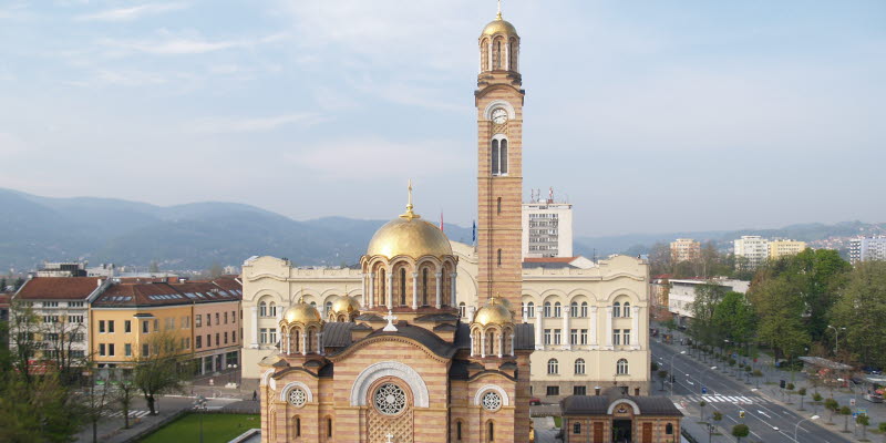 The cathedral in the city centre of Banja Luka