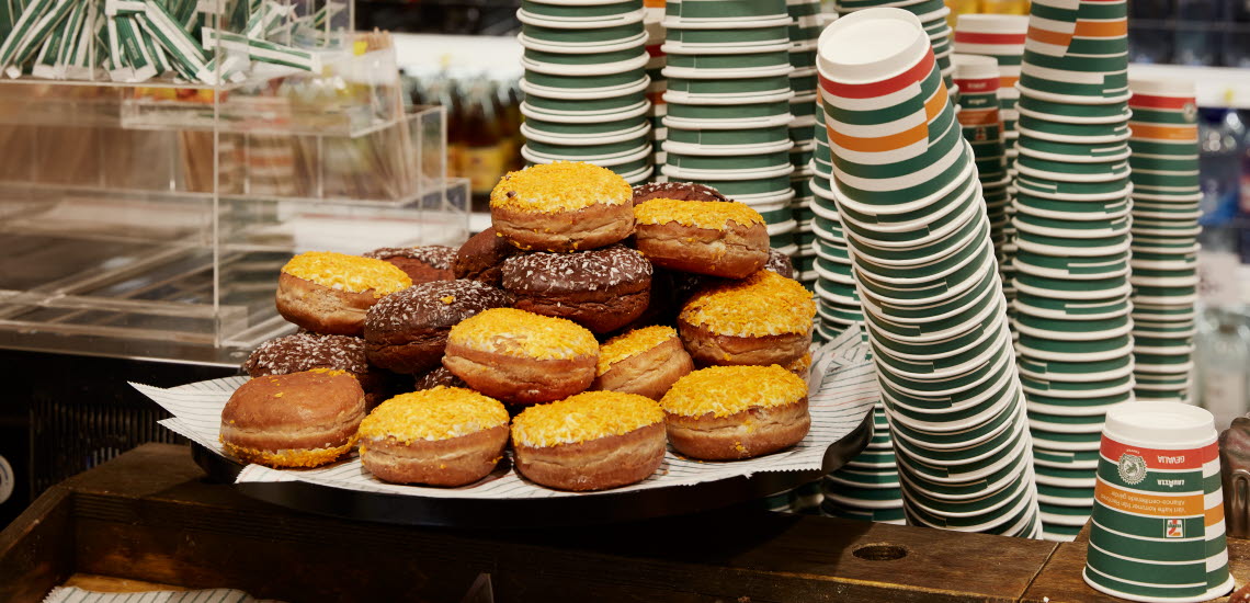 7-Eleven donuts and paper cups