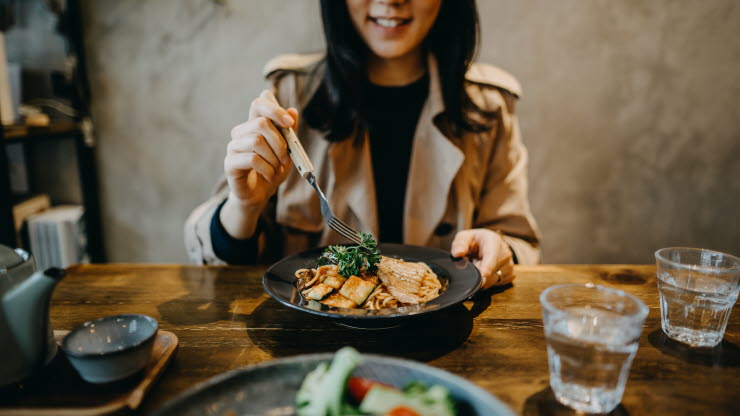 Girl eating food