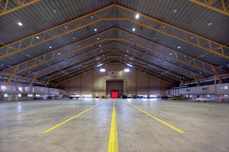 An hangar on the inside