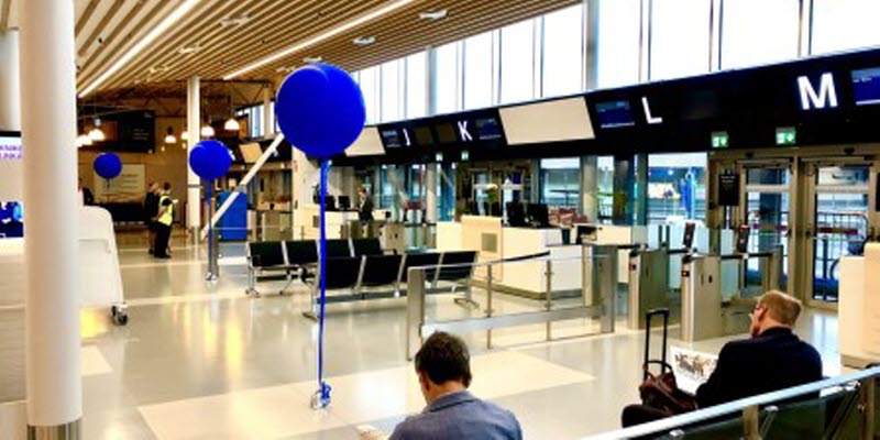 Nya delen av avgångshallen på Bromma Stockholm Airport
