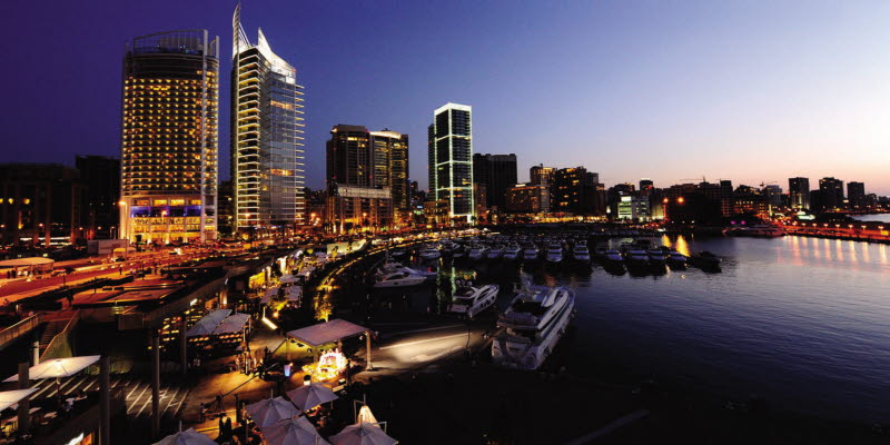 View over Beirut Sky line at night