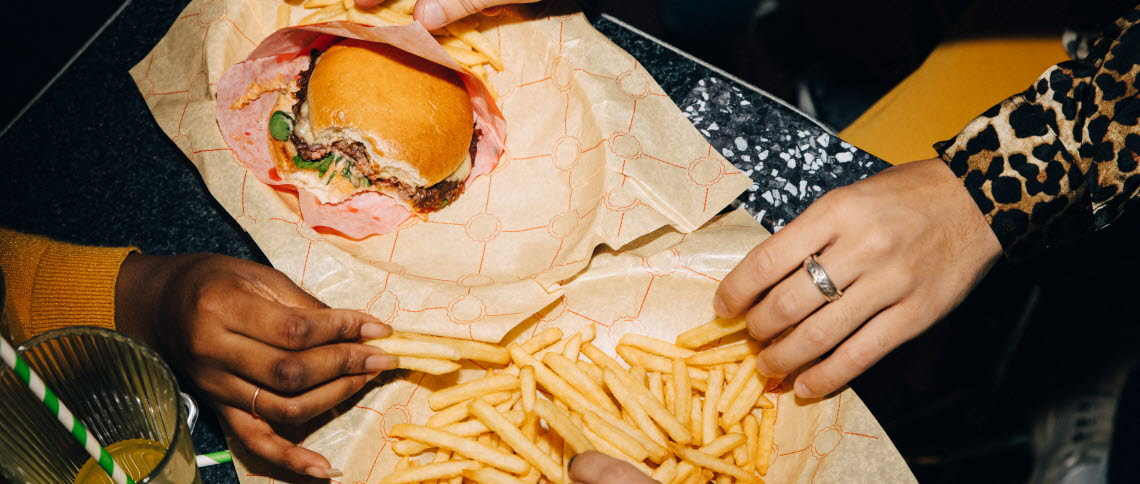 Hamburger and fries