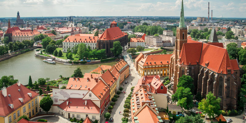 Vy över polska staden Wroclaw