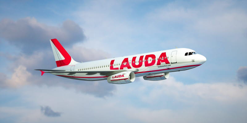 Laudamotion plane in the air