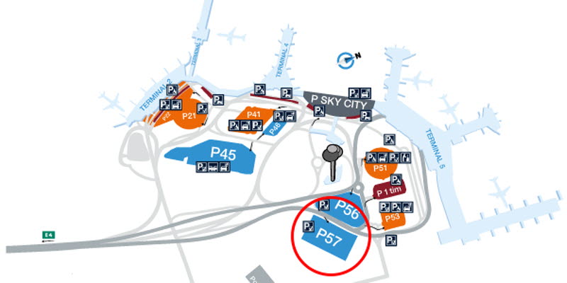 Karta över nya parkeringen P 57