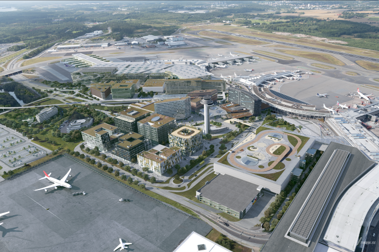 Stockholm Arlanda Airport vision 2050. Visionsbild: BAU
