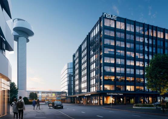 Framtida kontor på Stockholm Arlanda Airport. Visionsbild: TEA, Thomas Eriksson Arkitekter
