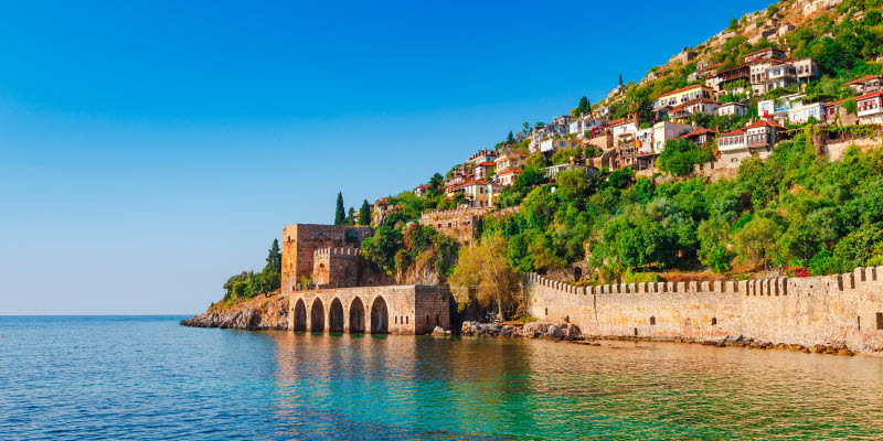 Hus vid havet i Antalya, Turkiet