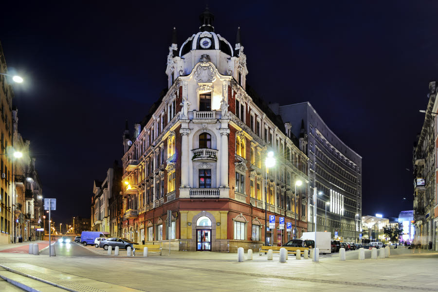 Torget i centrum av Katowice, Polen
