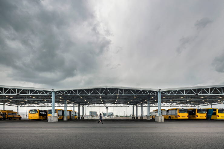 Buses at the new maintenance area