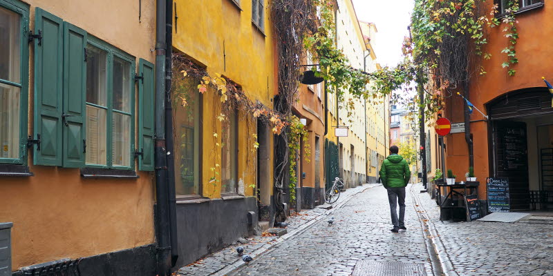 Gata i gamla stan i Stockholm