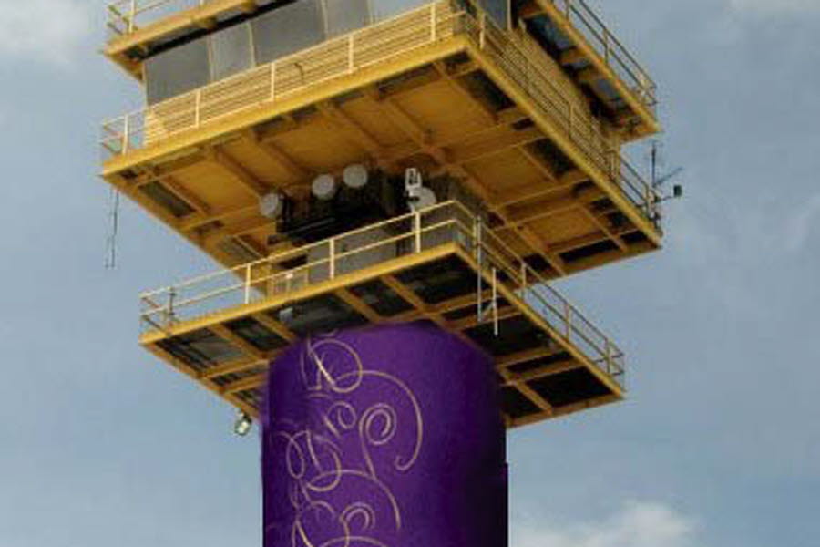 commercial banner on control tower