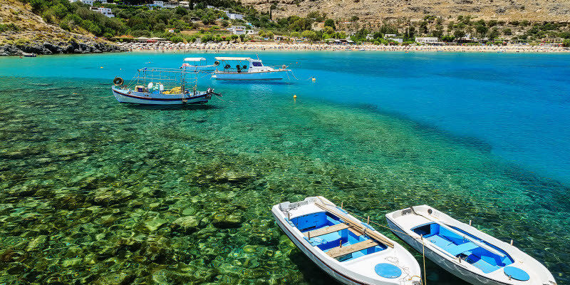 Boats in the sea at Rhodos