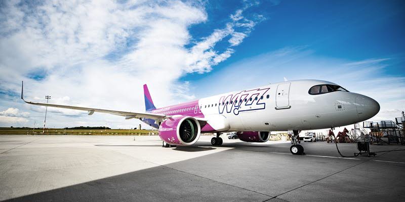 Bild på ett wizz air flygplan