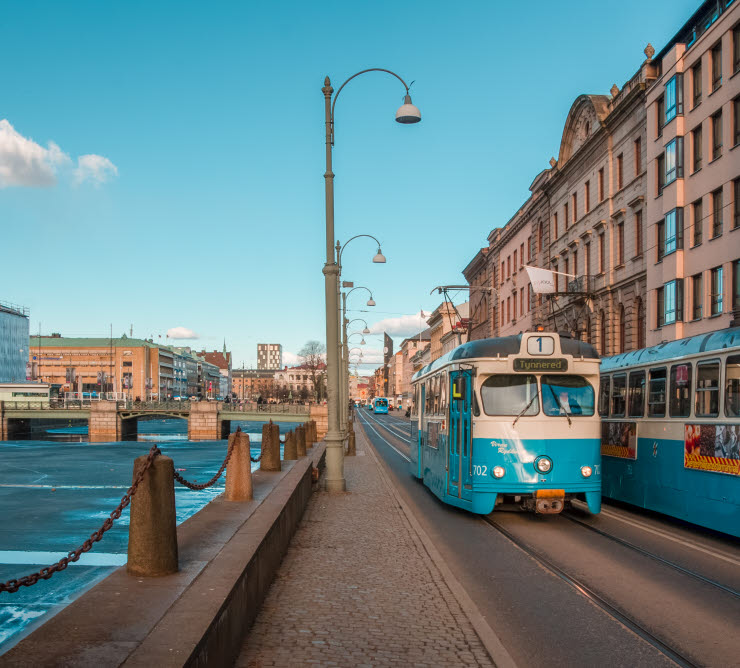 Spårvagnar i Göteborg vid ån