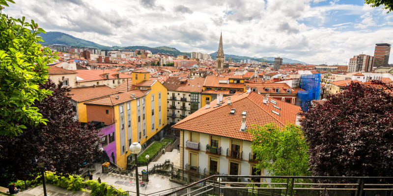 Panoramic views of downtown Bilbao, Spain