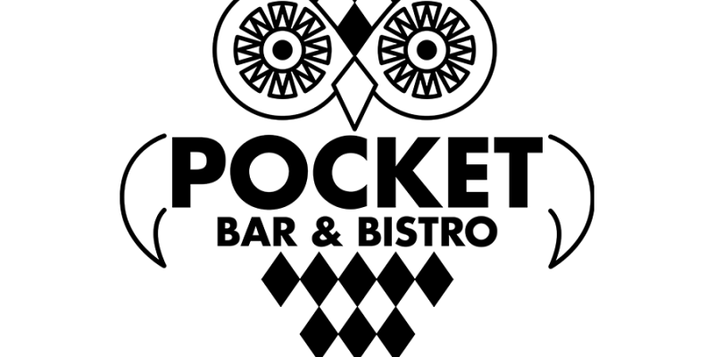 "POCKET BAR & BISTRO" surrounded by checkered owl.