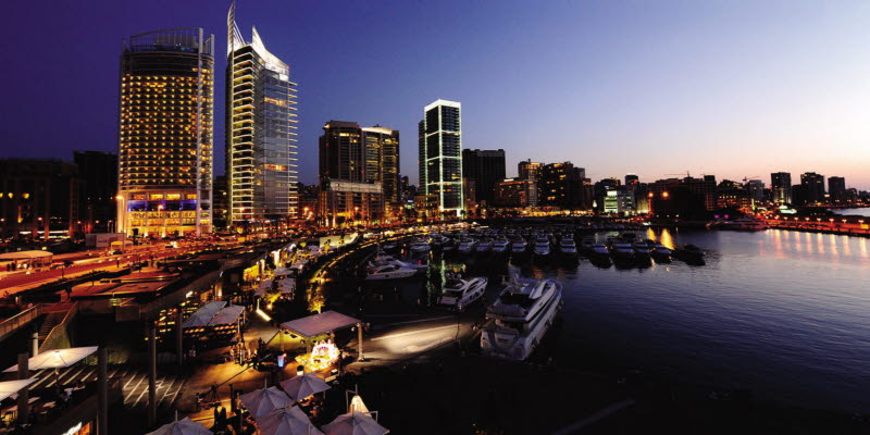 View over Beirut Sky line at night