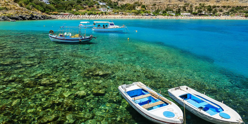 Boats in the sea at Rhodos