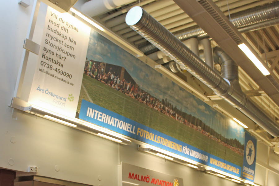 Commercial banner in departure hall