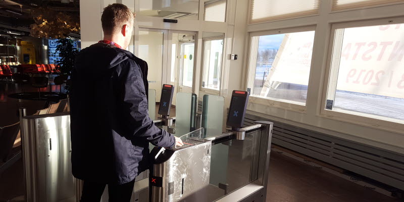 Self service boarding gate at Åre Östersund Airpport