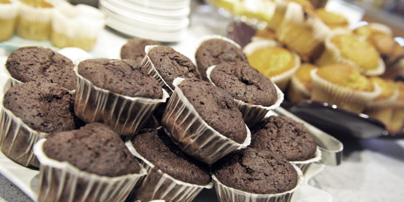 Chocolat muffin on a tray