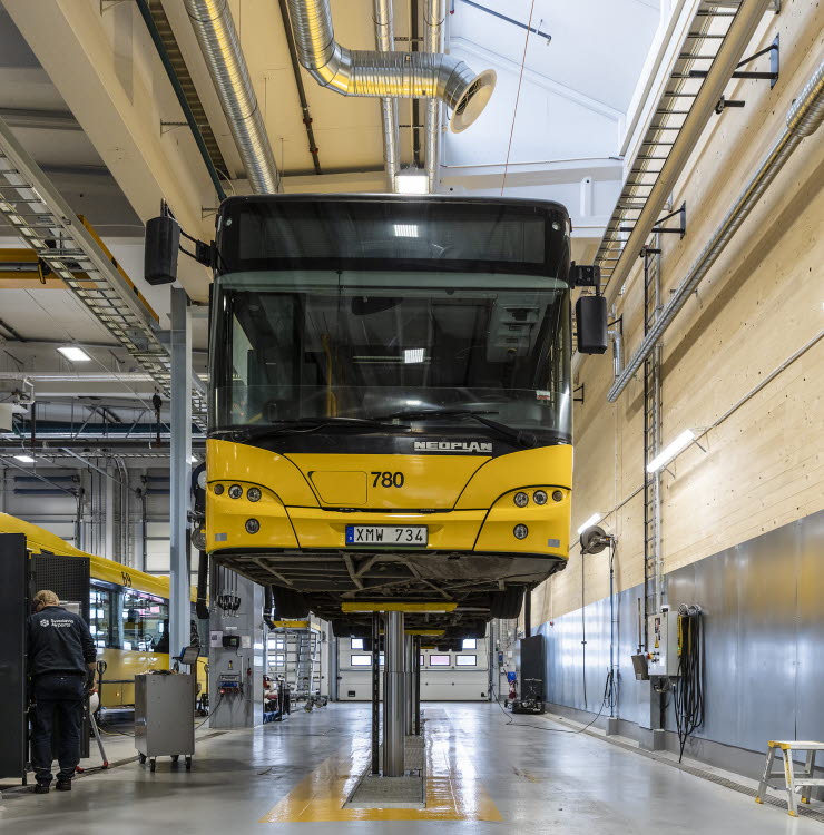 A yellow bus