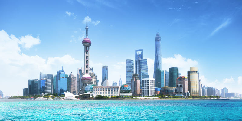 Shanghai skyline in sunny day, China